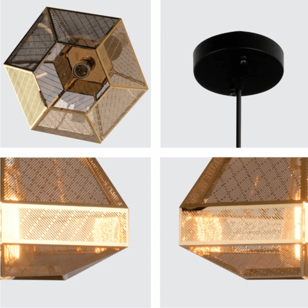 TKLD Pendant & Chandeliers Gold Metal Polyhedral Pendant Ceiling Light E27 - D230mm/D300mm