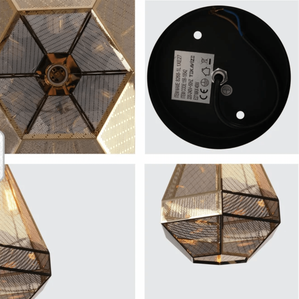 TKLD Pendant & Chandeliers Gold Metal Polyhedral Pendant Ceiling Light E27 - D230mm/D300mm
