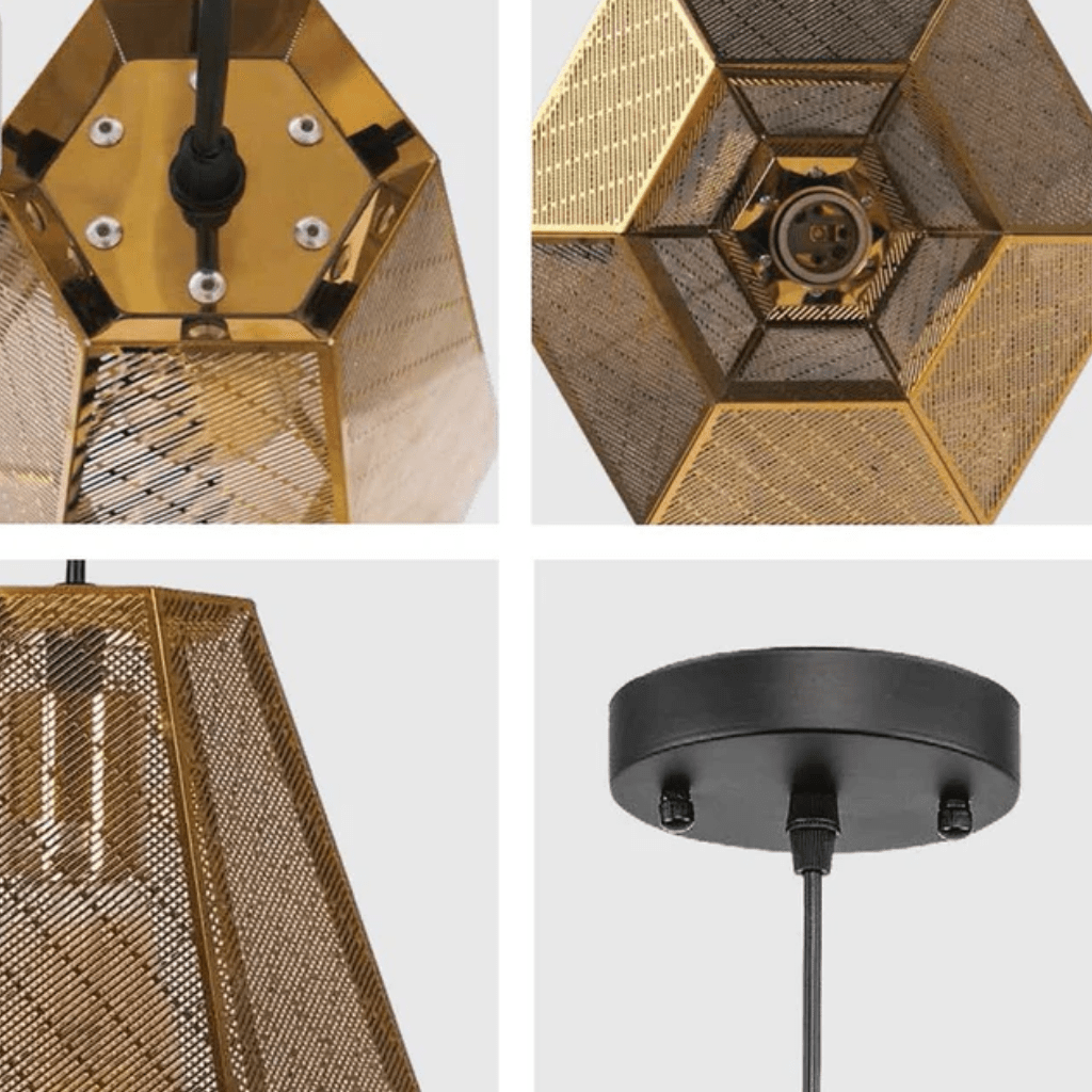 TKLD Pendant & Chandeliers Gold Metal Polyhedral Pendant Ceiling Light E27 - D230mm/D300mm
