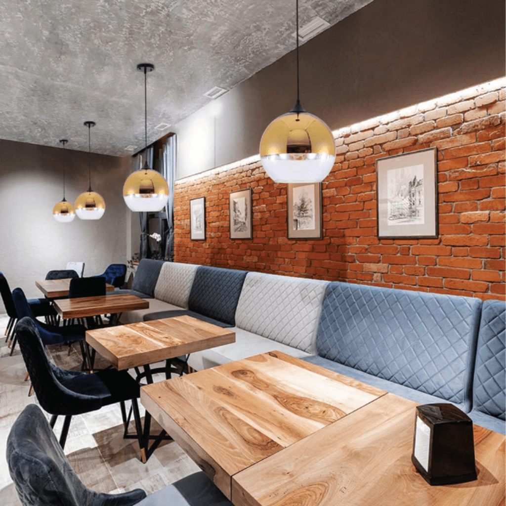 TKLD Pendant & Chandeliers Gold Out Silver In Globe Glass E27 Pendant Ceiling Light