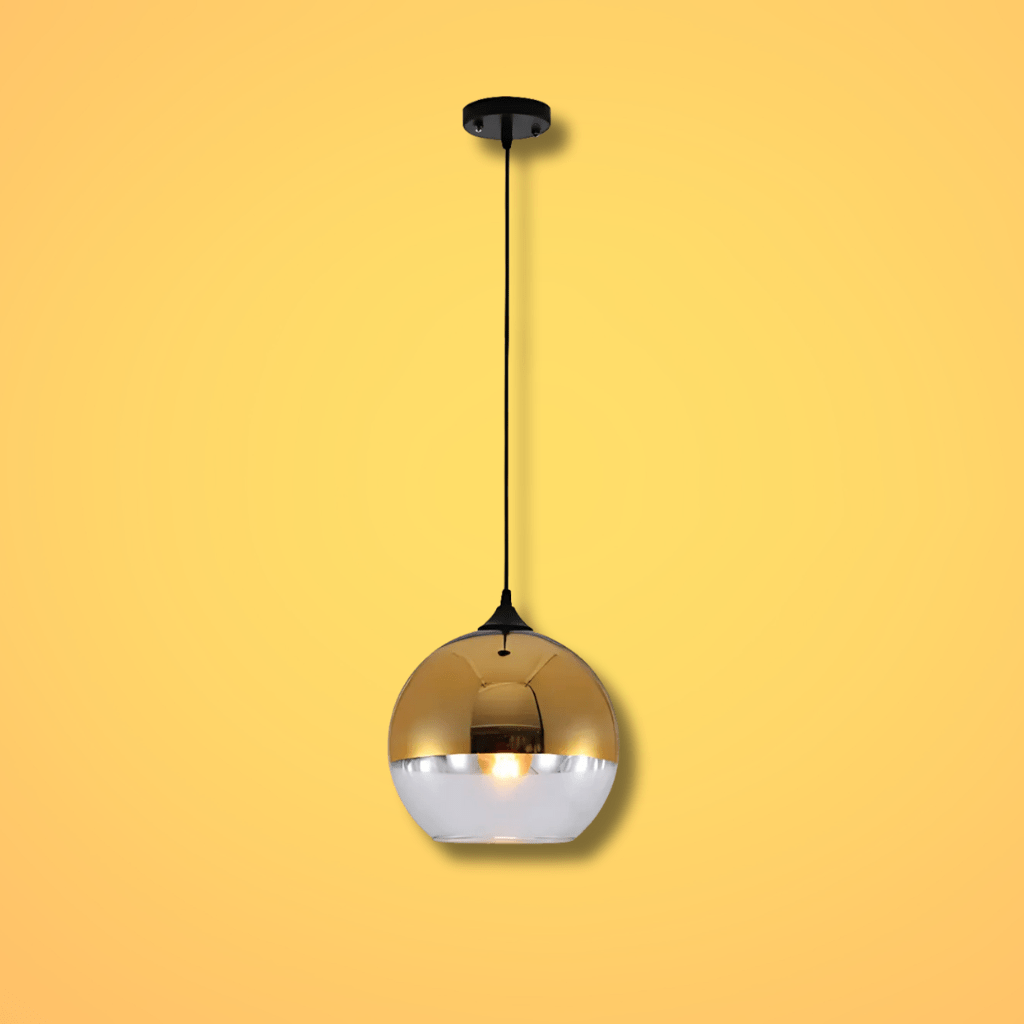 TKLD Pendant & Chandeliers Gold Out Silver In Globe Glass E27 Pendant Ceiling Light