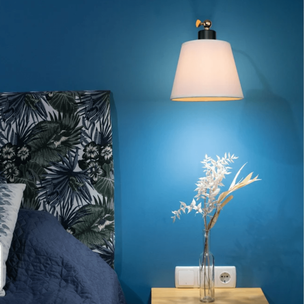 TKLD Wall & Sconce Lights Golden Black Metal Swing Arm Hinged White Frustum Wall Light E27 Fitting