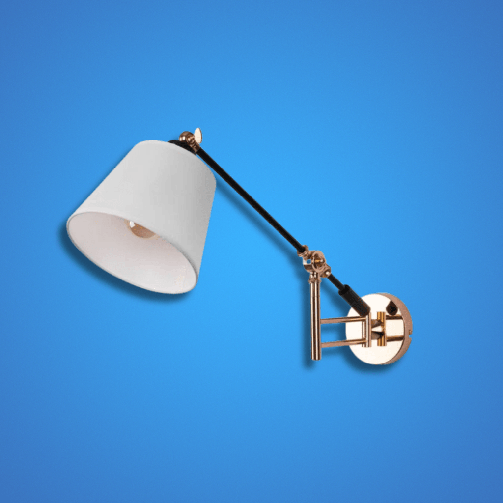 TKLD Wall & Sconce Lights Golden Black Metal Swing Arm Hinged White Frustum Wall Light E27 Fitting