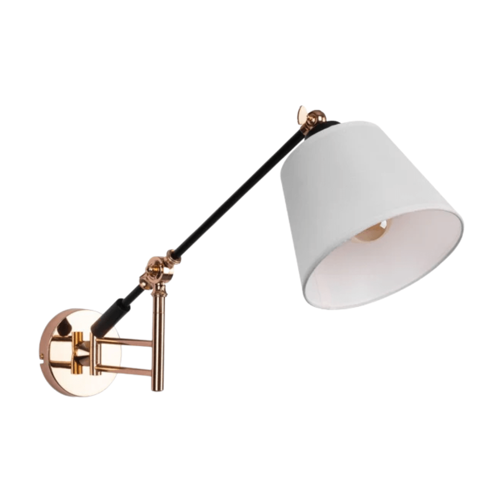 TKLD Wall & Sconce Lights Golden Black Metal Swing Arm Hinged White Frustum Wall Light E27 Fitting