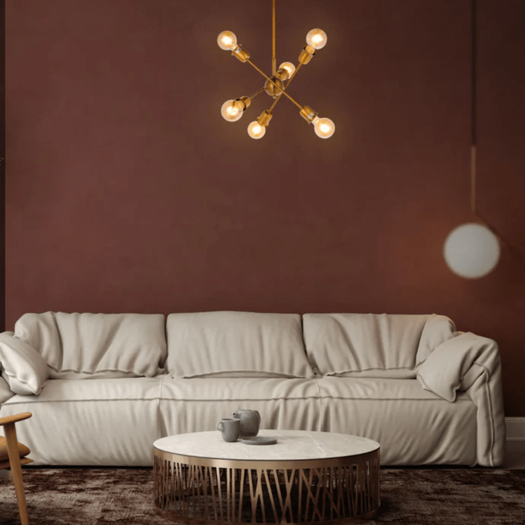 TKLD Pendant & Chandeliers Golden Equilibrium Sphere Sputnik 6-Light Geometric Chandelier