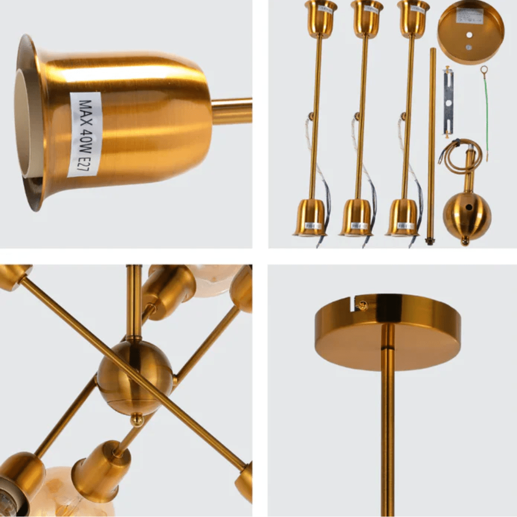 TKLD Pendant & Chandeliers Golden Equilibrium Sphere Sputnik 6-Light Geometric Chandelier