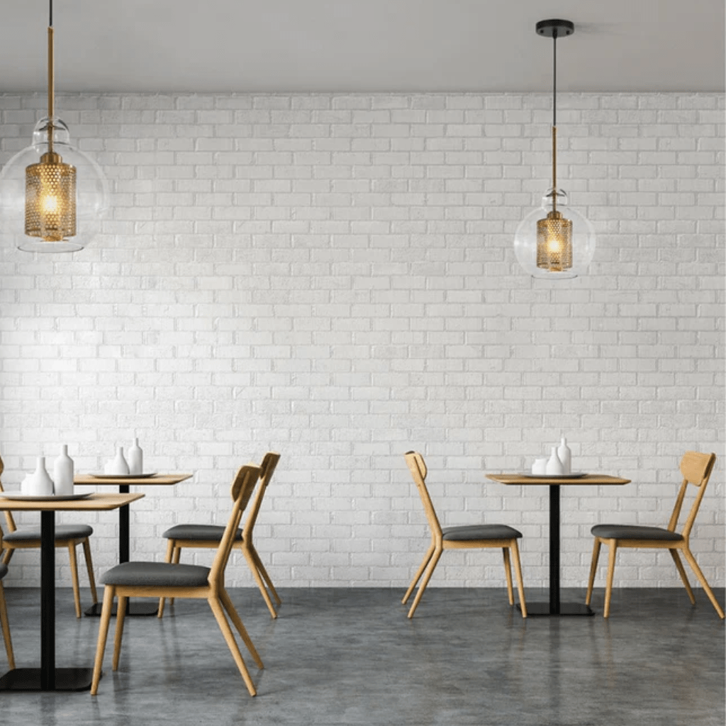 TKLD Pendant & Chandeliers Golden Metal Clear Glass Globe E27 Pendant Ceiling Light