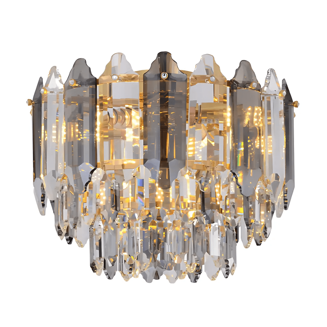 TKLD Pendant & Chandeliers Golden Tiered Radiance Chandelier Ceiling Light with Alternating Crystal Hues - 40W