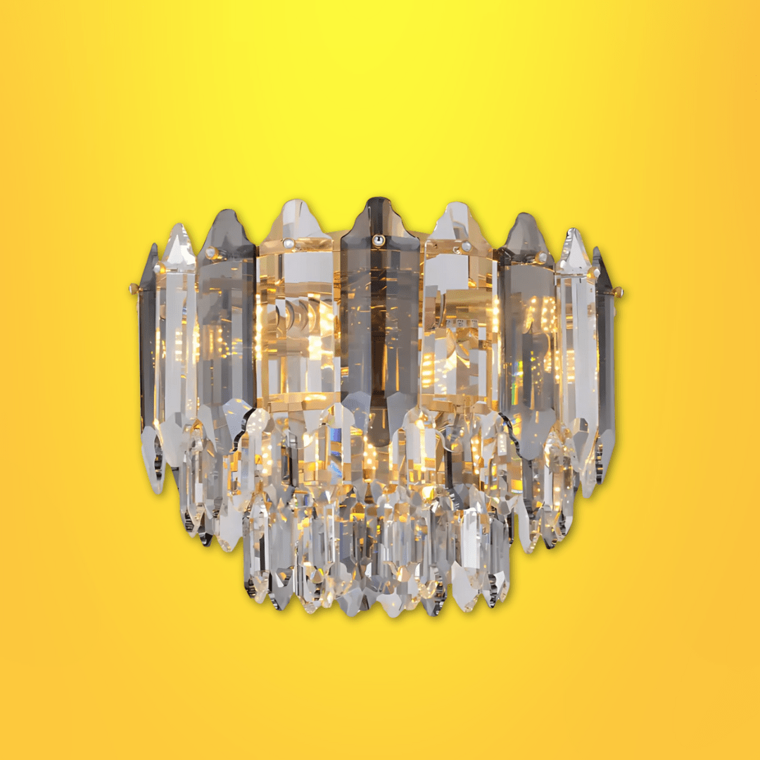 TKLD Pendant & Chandeliers Golden Tiered Radiance Chandelier Ceiling Light with Alternating Crystal Hues - 40W