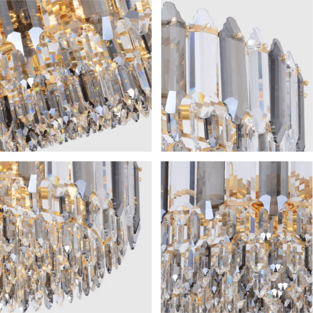 TKLD Pendant & Chandeliers Golden Tiered Radiance Chandelier Ceiling Light with Alternating Crystal Hues - 40W
