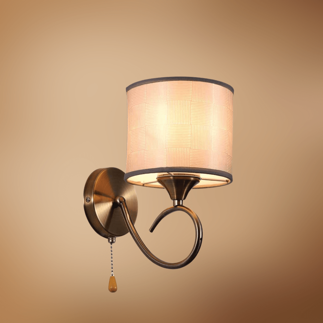 TKLD Pendant & Chandeliers Grey Fabric Shade Antique Vintage Retro Classic Wall Lamp - E27