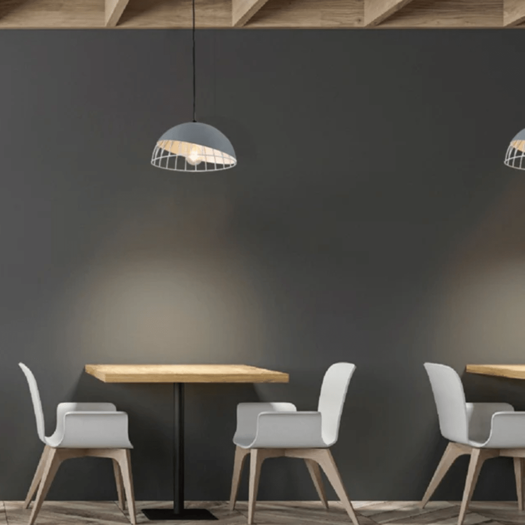 TKLD Pendant & Chandeliers Grey White Caged Dome Nordic Metal E27 Ceiling Pendant Light