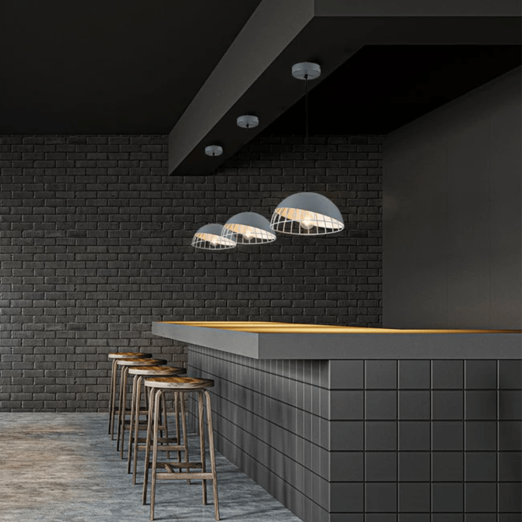 TKLD Pendant & Chandeliers Grey White Caged Dome Nordic Metal E27 Ceiling Pendant Light