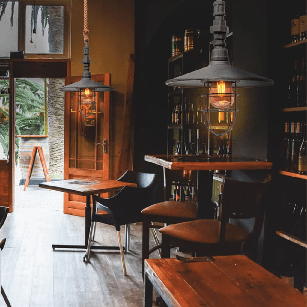 TKLD Pendant & Chandeliers Hemp Rope Silvery Grey Flat Metal Industrial Vintage Pendant Ceiling Light