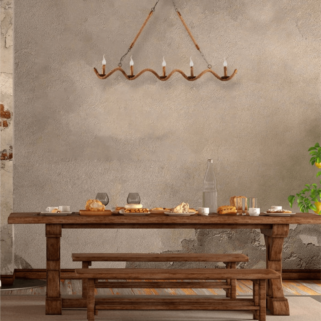 TKLD Pendant & Chandeliers Hemp Rope Spiral Island Ceiling Chandelier Light - 40W