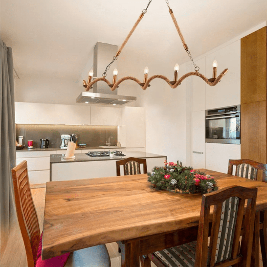 TKLD Pendant & Chandeliers Hemp Rope Spiral Island Ceiling Chandelier Light - 40W