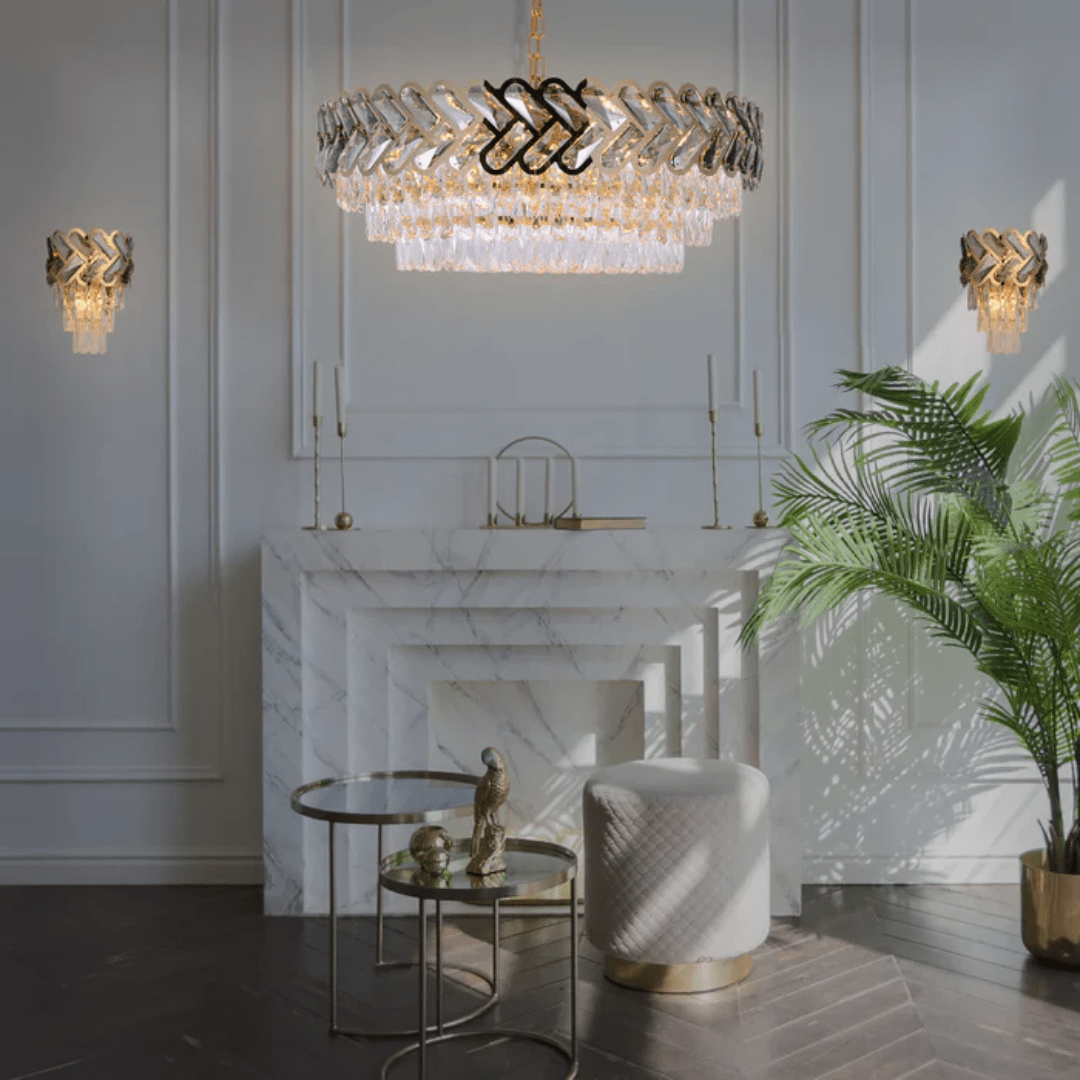 TKLD Wall & Sconce Lights Herringbone Light Gold Crystal Chandelier Wall Sconce - 40W