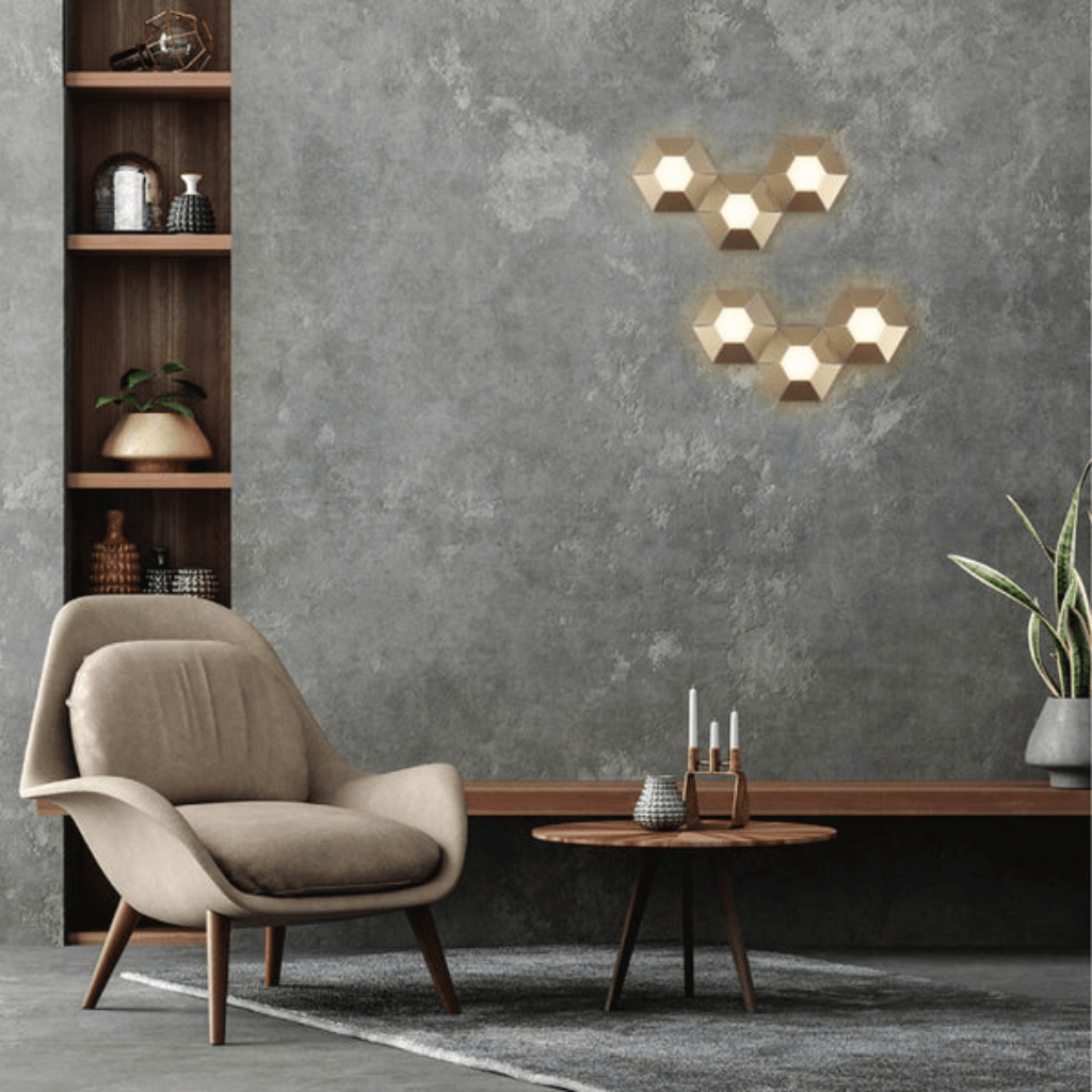 TKLD Wall & Sconce Lights Honeycomb Gold Opal Contemporary Modern Wall Light