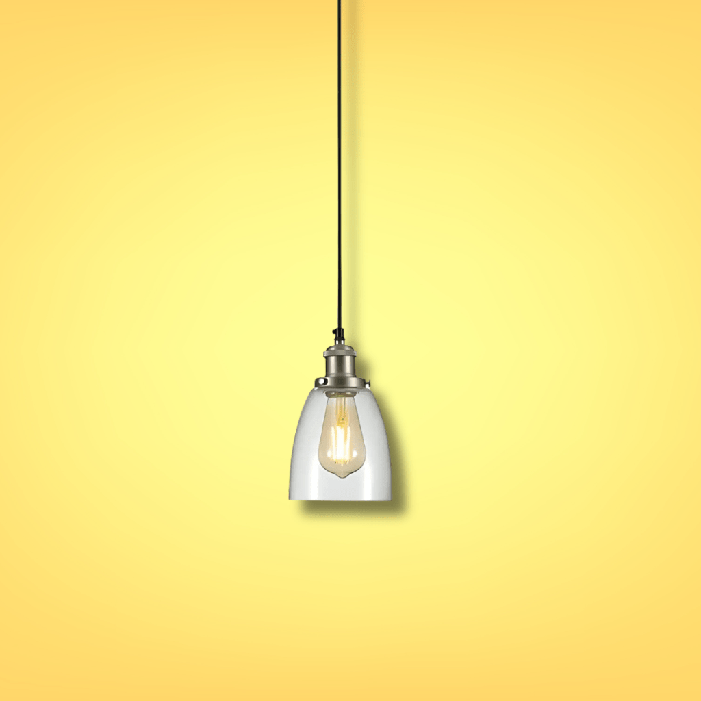 TKLD Pendant & Chandeliers Hoxton Silver Metal Clear Glass Cone Dome Pendant Ceiling Light