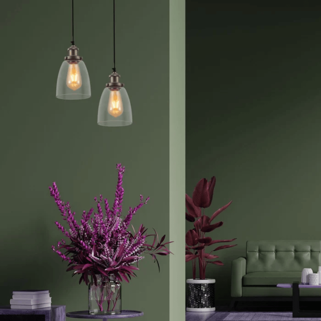 TKLD Pendant & Chandeliers Hoxton Silver Metal Clear Glass Cone Dome Pendant Ceiling Light