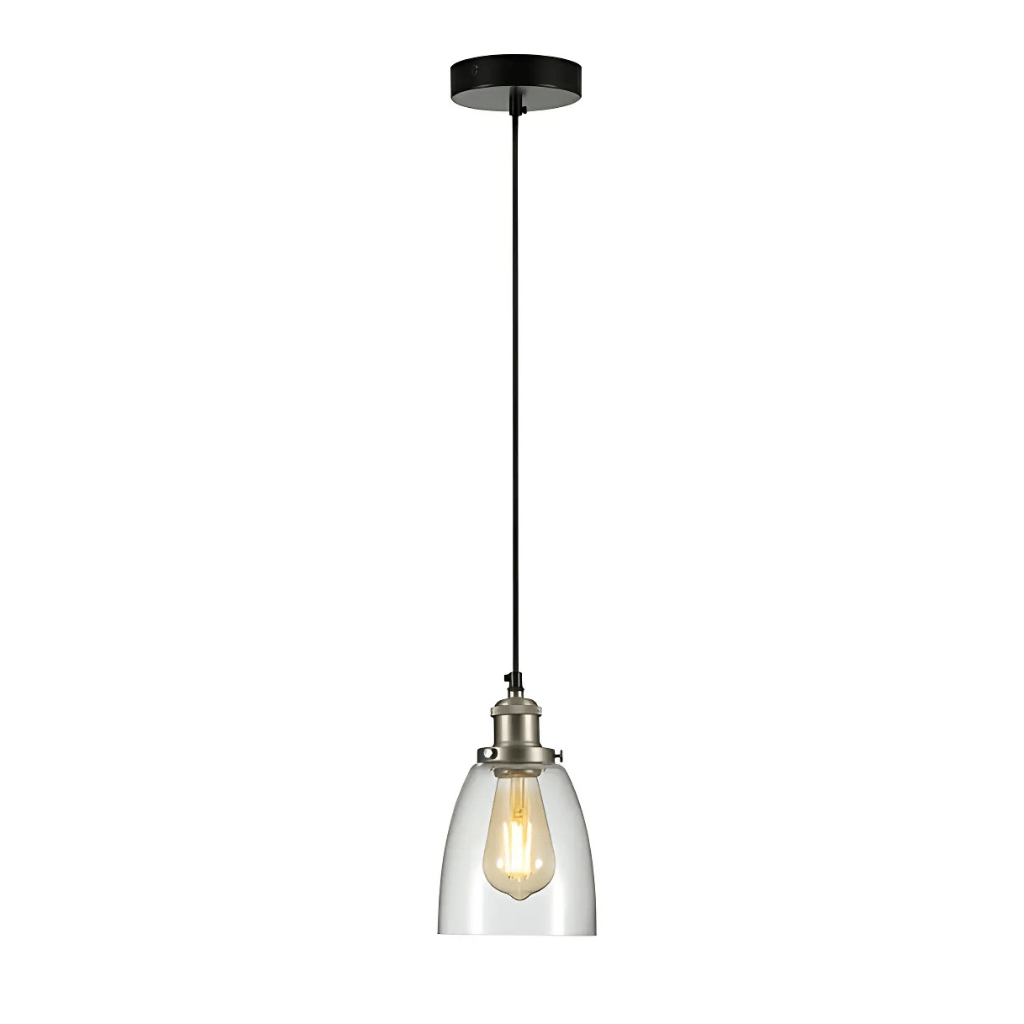 TKLD Pendant & Chandeliers Hoxton Silver Metal Clear Glass Cone Dome Pendant Ceiling Light