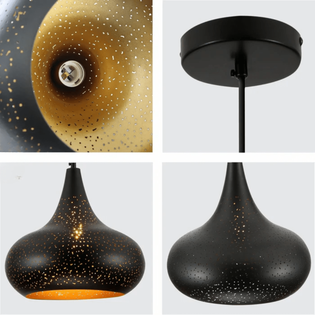 TKLD Pendant & Chandeliers Indian Dome Night Milkyway Black & Gold E27 Ceiling Pendant Light - 300mm