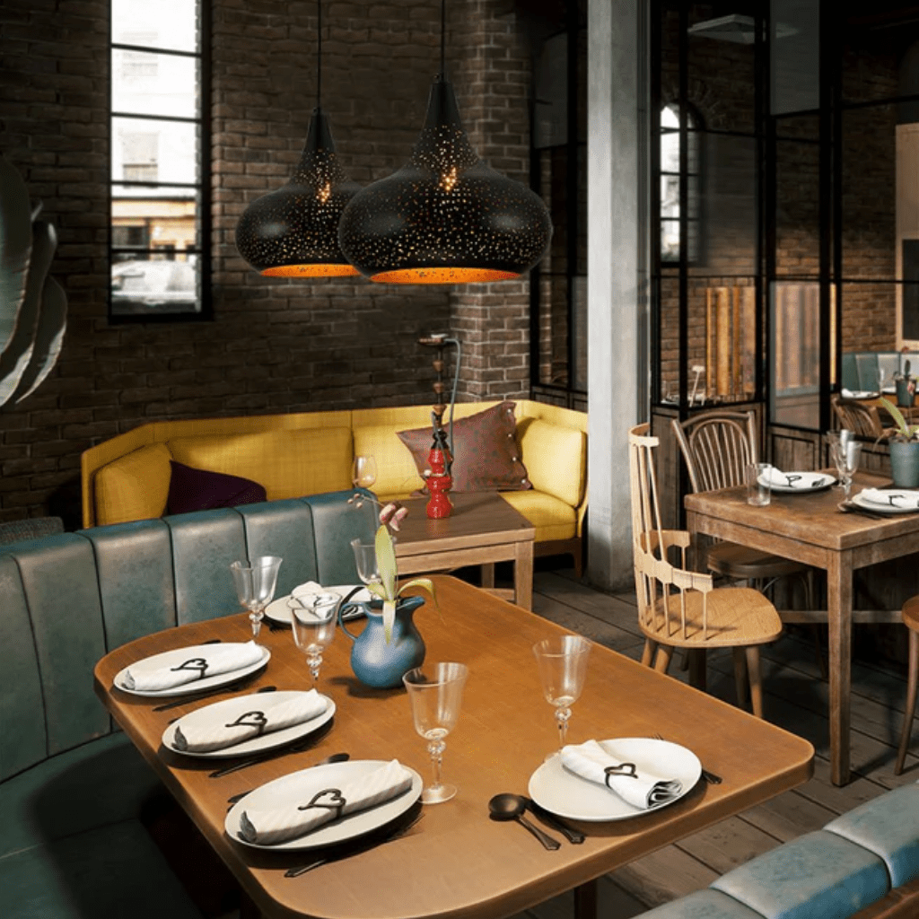 TKLD Pendant & Chandeliers Indian Dome Night Milkyway Black & Gold E27 Ceiling Pendant Light - 300mm