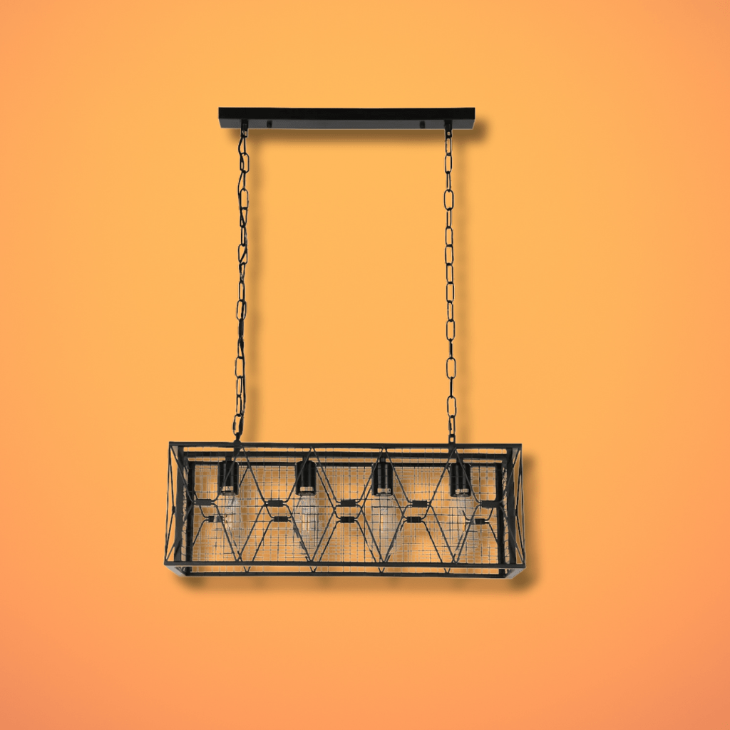 TKLD Pendant & Chandeliers Industrial Black Finish Farmhouse Metal Cage Chandelier