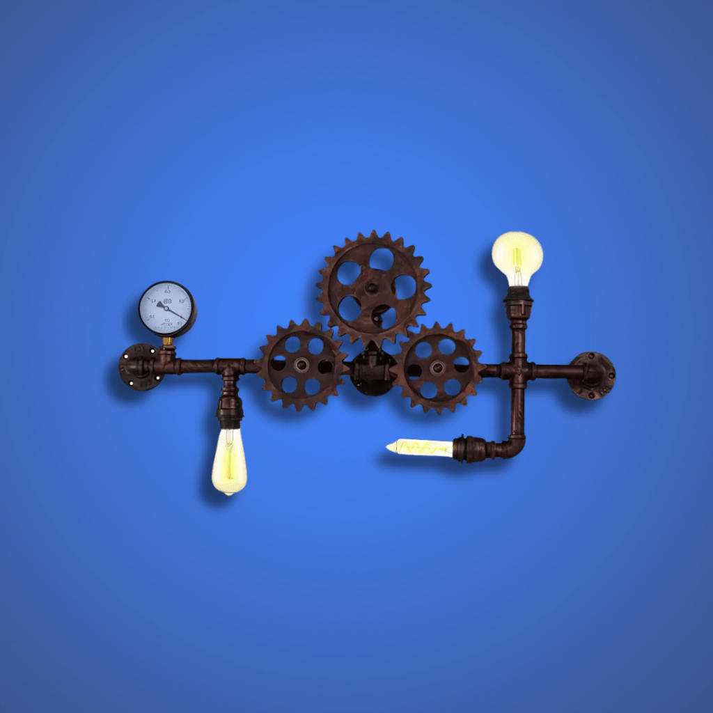 TKLD Wall & Sconce Lights Industrial Design Valve Pipe Gauge Gear Metal Wall Light with 3xE27 Fitting
