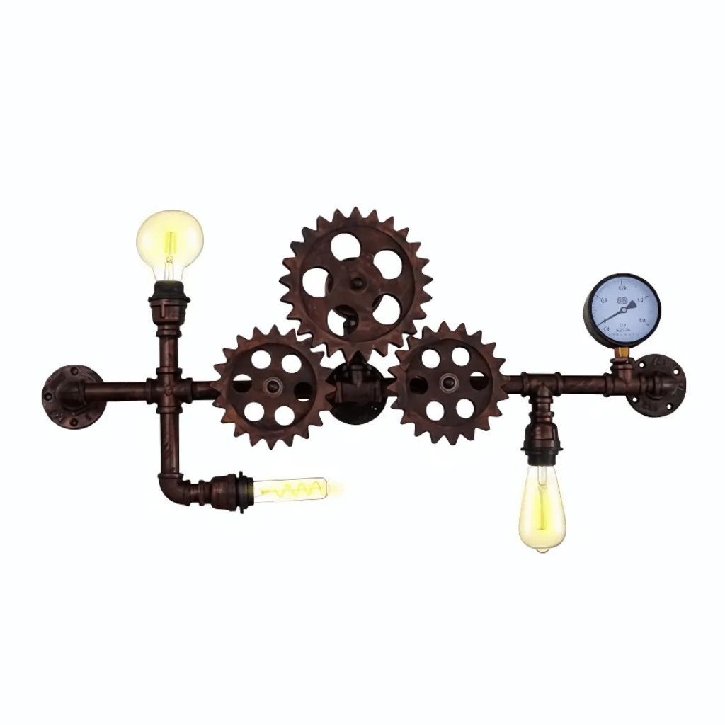 TKLD Wall & Sconce Lights Industrial Design Valve Pipe Gauge Gear Metal Wall Light with 3xE27 Fitting