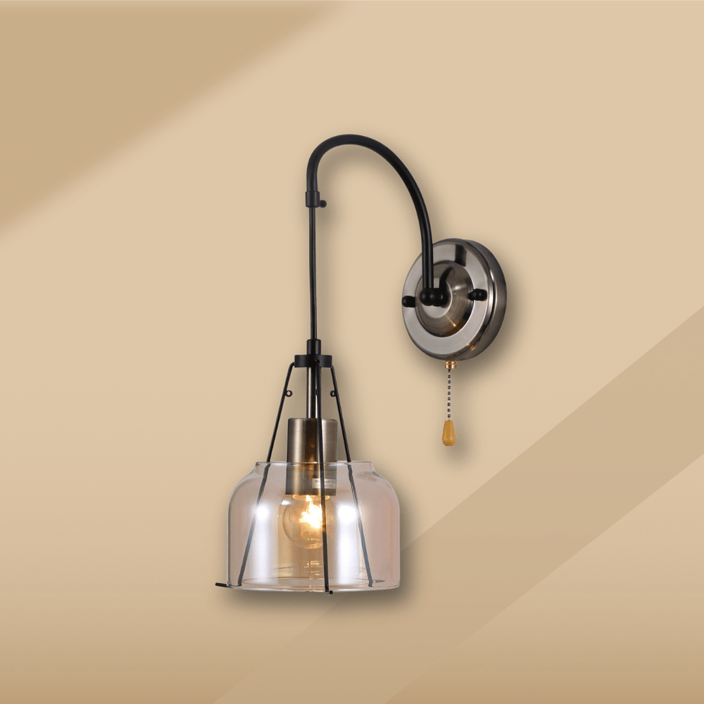 TKLD Pendant & Chandeliers Industrial Dome Amber Glass Shade 1xE27 Wall Light - 51783