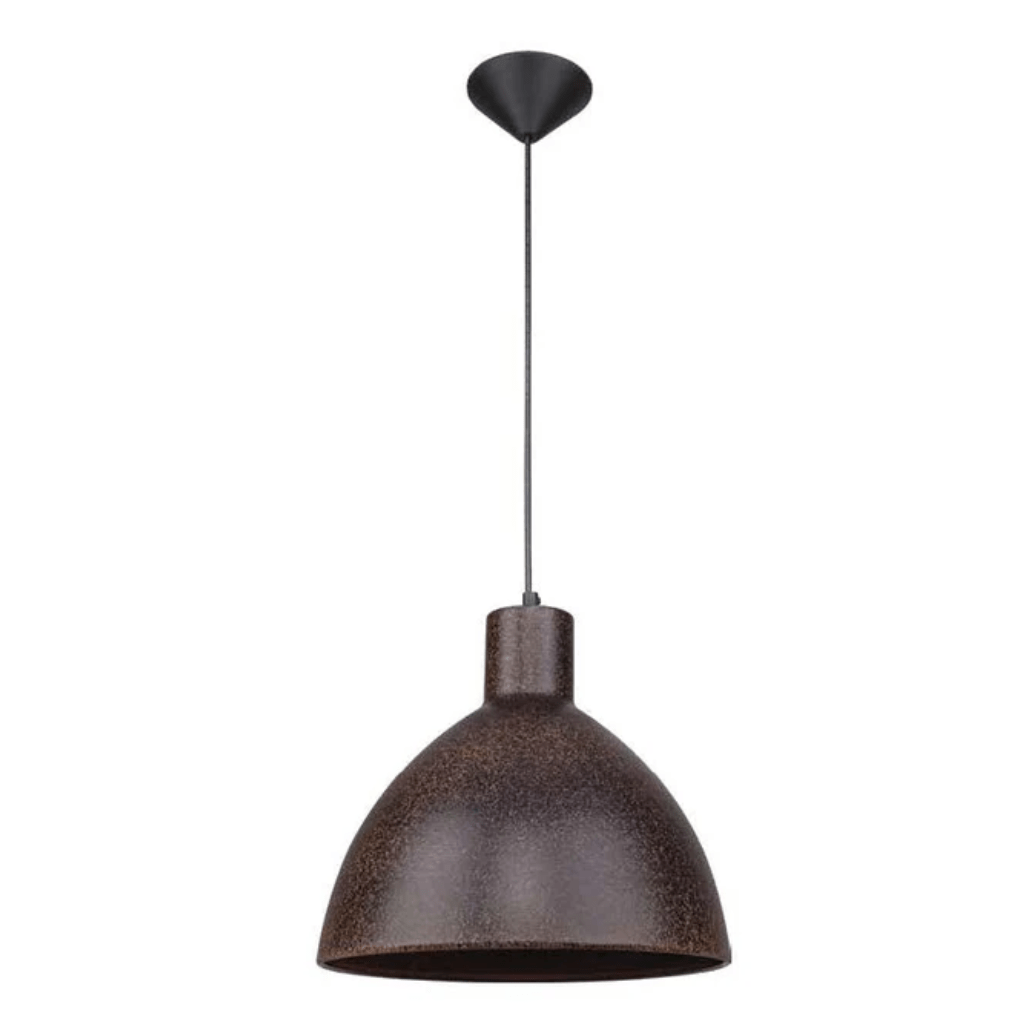 TKLD Pendant & Chandeliers Industrial Dome Rusty Brown Metal E27 Pendant Ceiling Light Fitting - D300mm