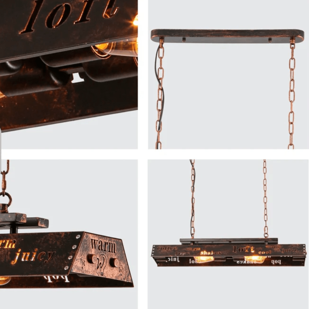 TKLD Pendant & Chandeliers Iron Industrial Island Ceiling Chandelier Light 4xE27