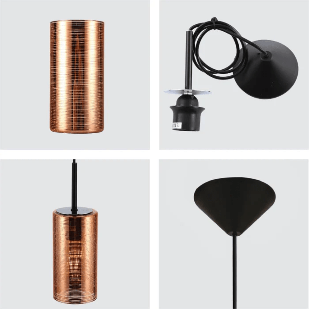 TKLD Pendant & Chandeliers Jupiter Copper Silver & Gold Cylinder Glass Pendant Ceiling Light E27 Fitting