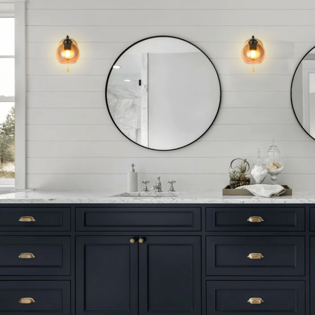 TKLD Pendant & Chandeliers L-Shape Black 1xE27 Dome Glass Wall Light - 52016