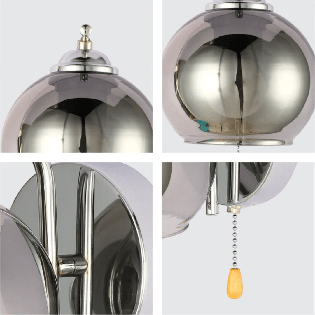 TKLD Pendant & Chandeliers L-Shape Smoke + Chrome 1xE27 Dome Glass Wall Light - 52016