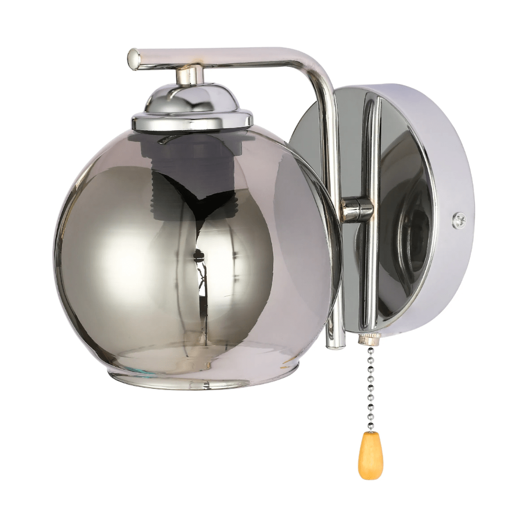 TKLD Pendant & Chandeliers L-Shape Smoke + Chrome 1xE27 Dome Glass Wall Light - 52016