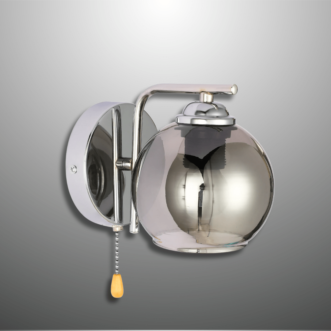 TKLD Pendant & Chandeliers L-Shape Smoke + Chrome 1xE27 Dome Glass Wall Light - 52016
