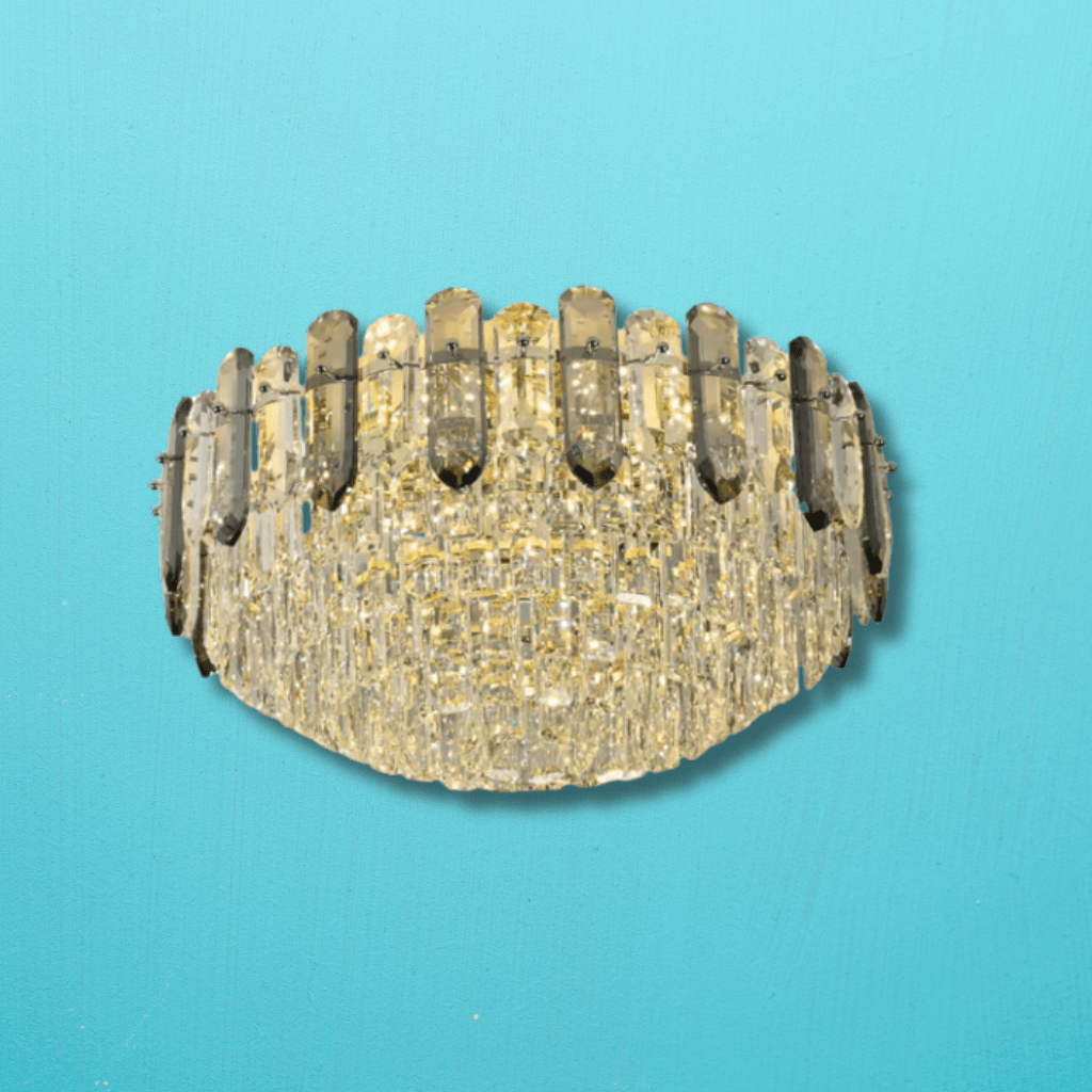 TKLD Pendant & Chandeliers Large Tiered Flush Chandelier Ceiling Light with Smoky and Clear Crystals