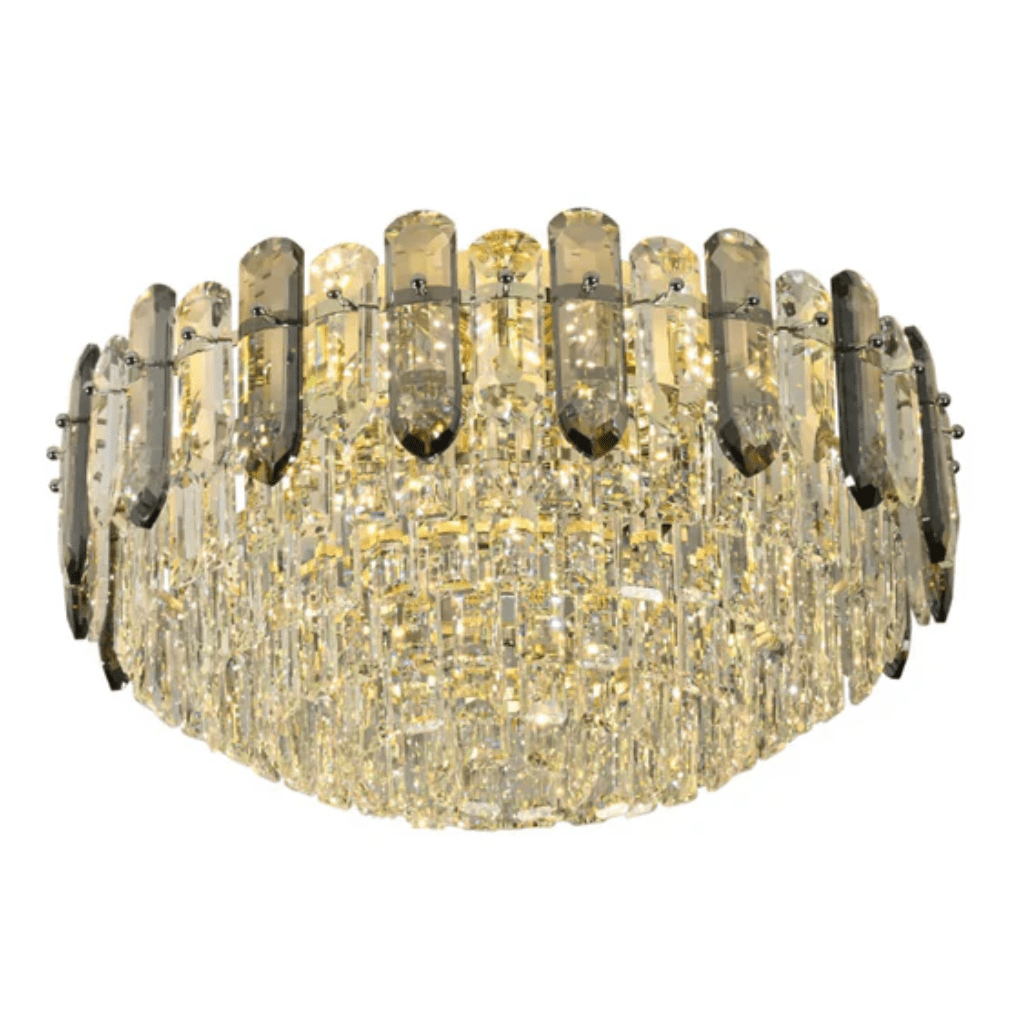 TKLD Pendant & Chandeliers Large Tiered Flush Chandelier Ceiling Light with Smoky and Clear Crystals