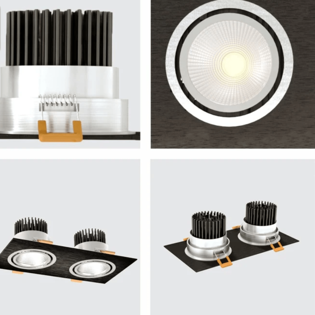 TKLD Ceiling Lights LED Black 2 Way Tilt Recessed Rectangle Downlight - 2x5W