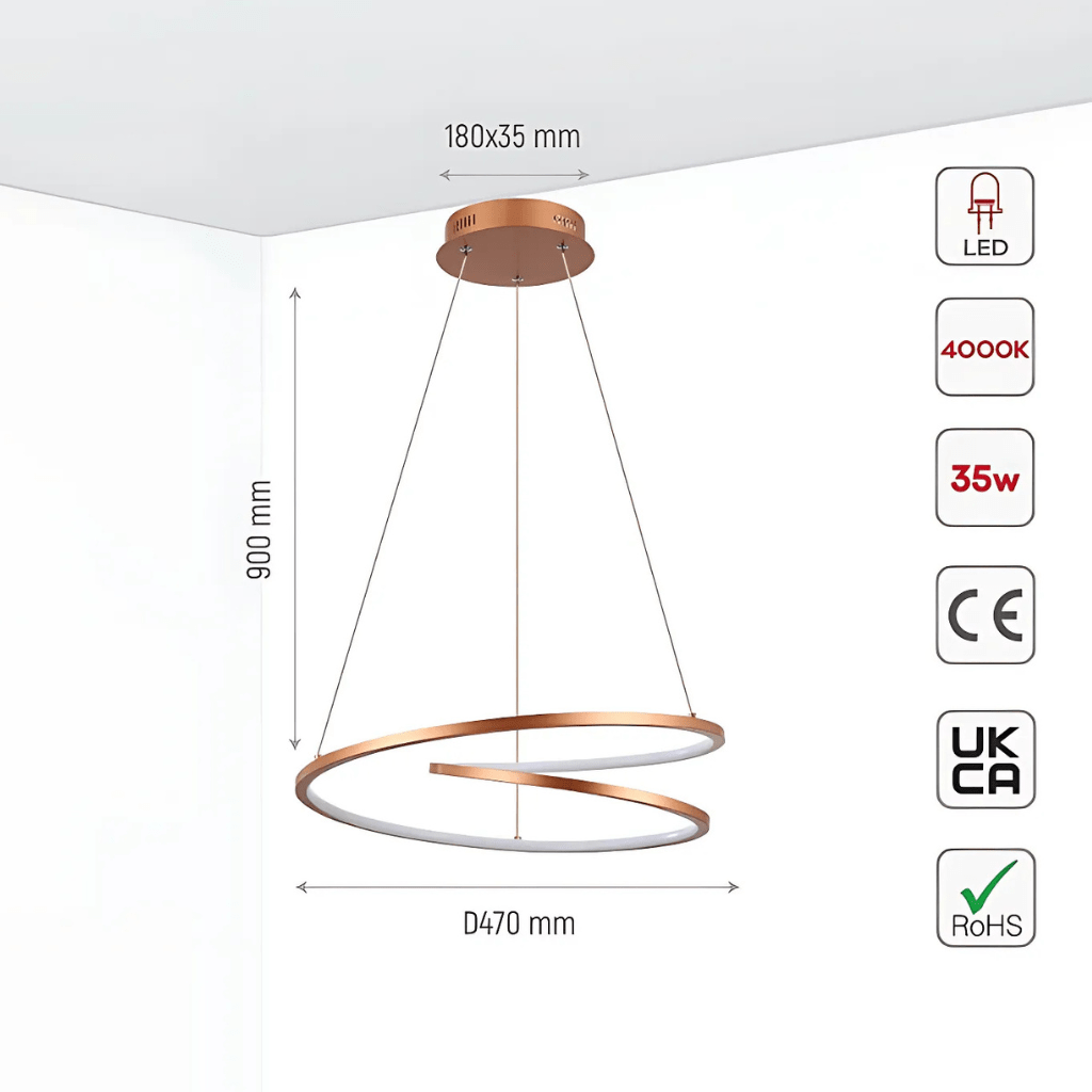 TKLD Pendant & Chandeliers LED Double Loop-Infinity Gold Finishing 4000K Scandinavian Pendant Ceiling Light