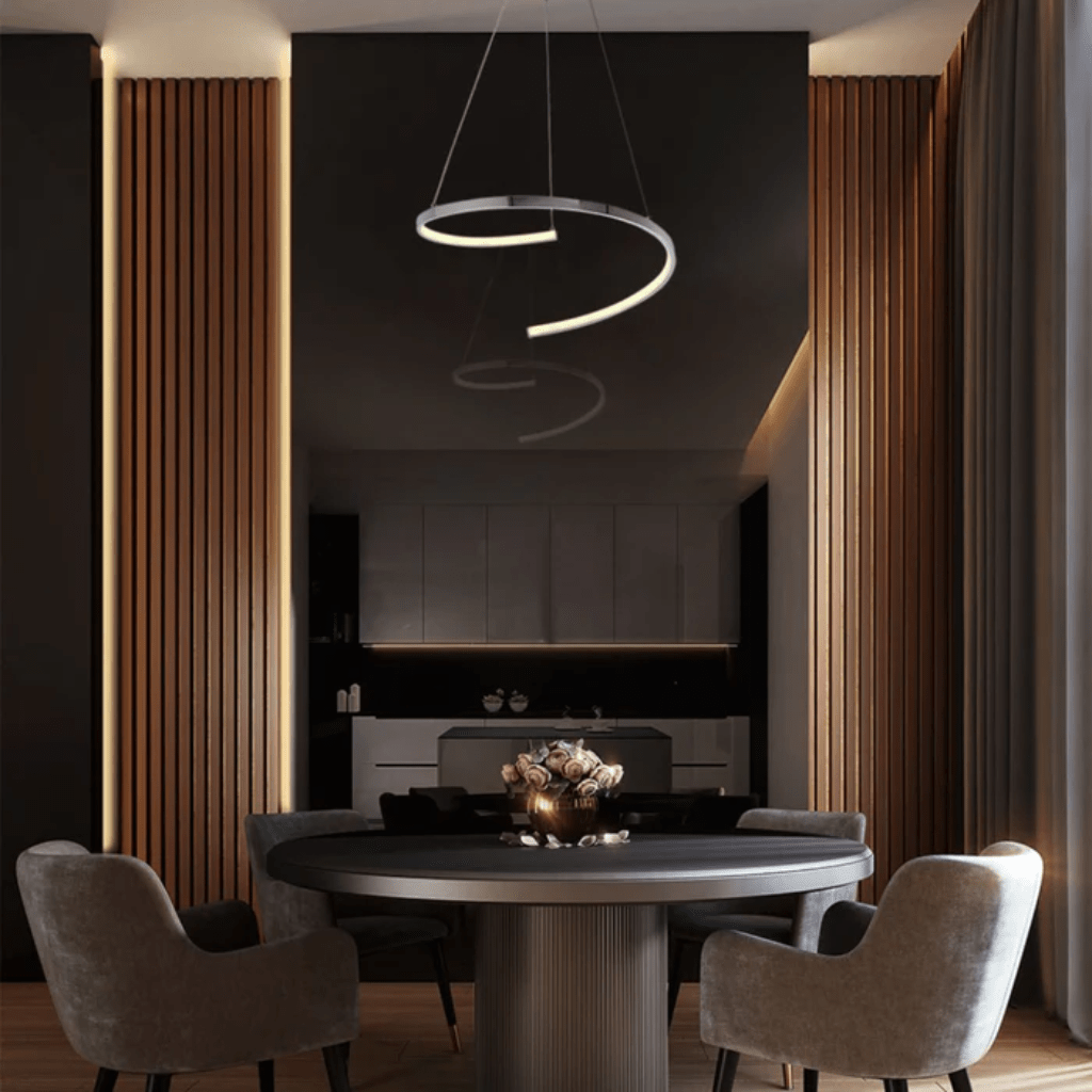 TKLD Pendant & Chandeliers LED Spiral White Chrome or Gold Finishing 30W Scandinavian Pendant Ceiling Light