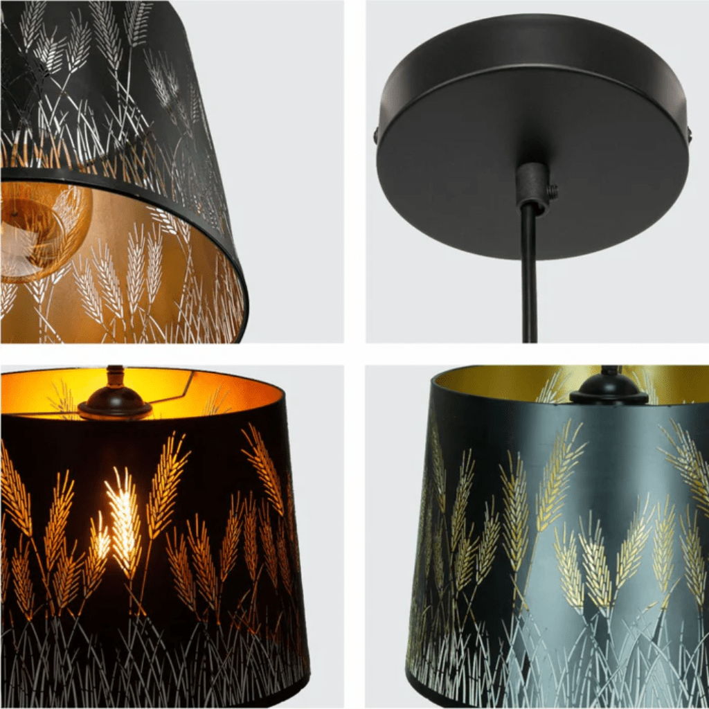 TKLD Pendant & Chandeliers Light Effects Black Ear Classic Shade Metal Frustum E27 Pendant Ceiling Light