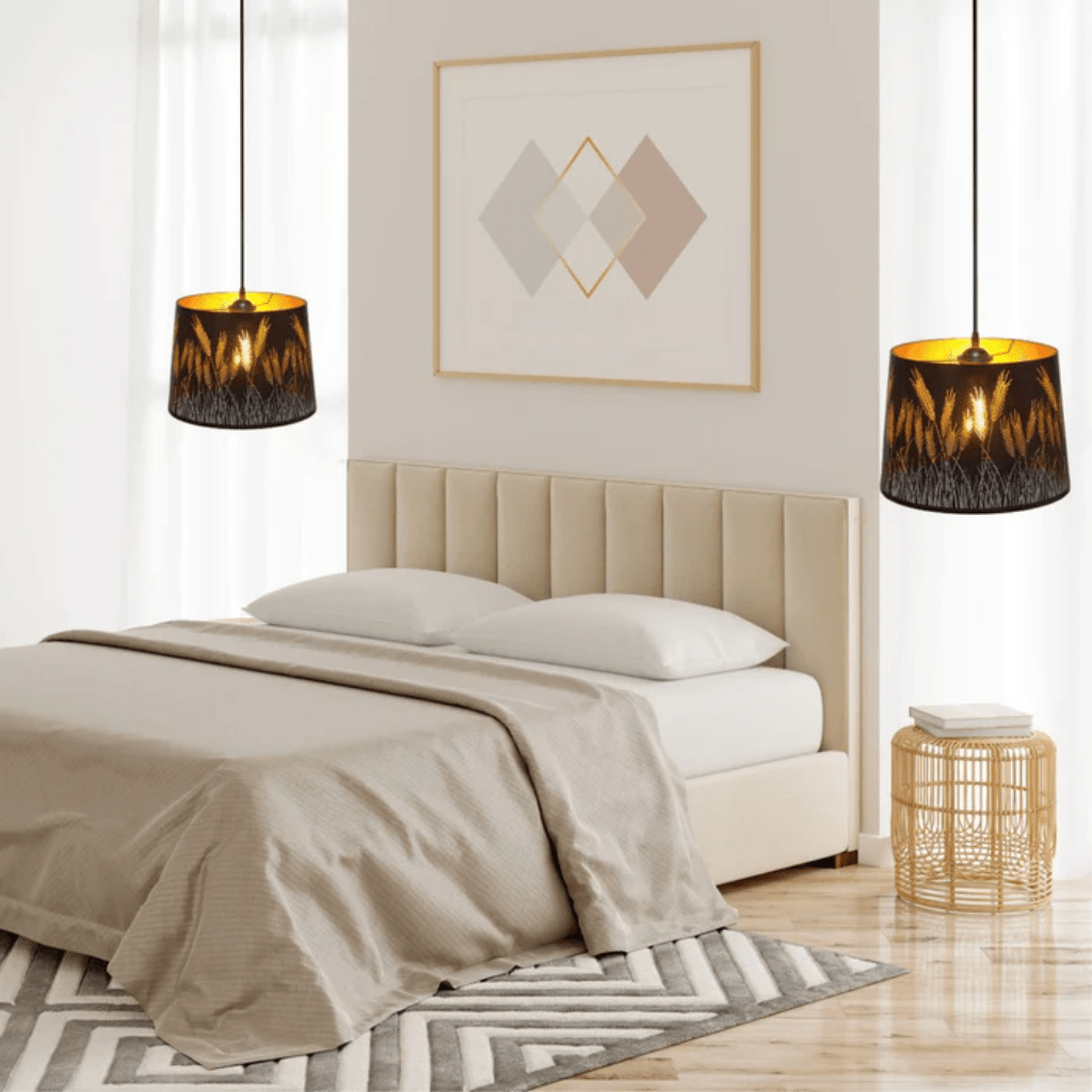 TKLD Pendant & Chandeliers Light Effects Black Ear Classic Shade Metal Frustum E27 Pendant Ceiling Light