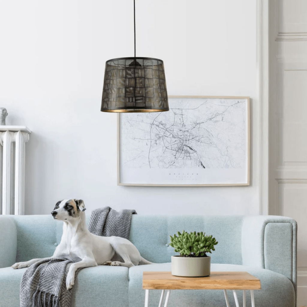 TKLD Pendant & Chandeliers Light Effects Black Grunge Ridged Classic Shade Metal Frustum E27 Pendant Ceiling Light