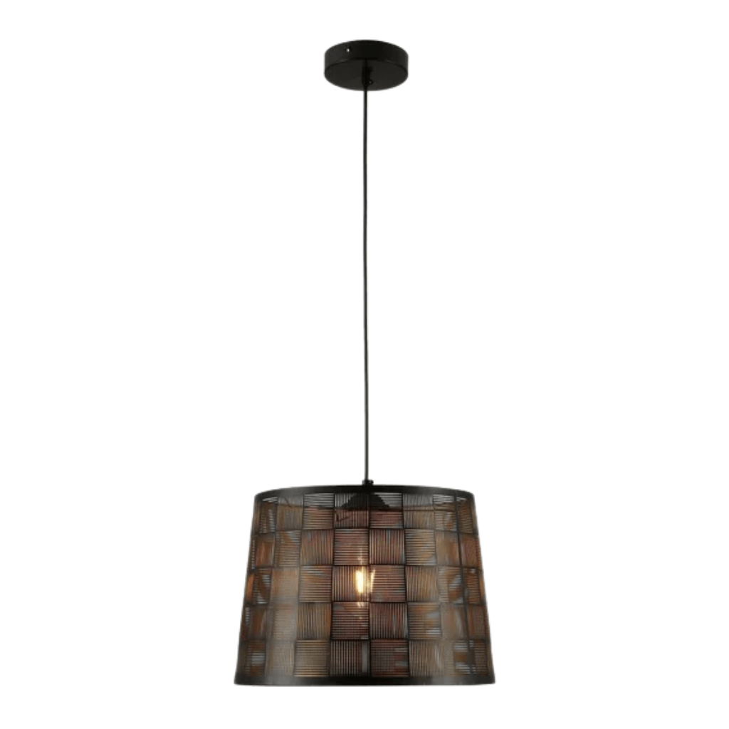 TKLD Pendant & Chandeliers Light Effects Black Grunge Ridged Classic Shade Metal Frustum E27 Pendant Ceiling Light