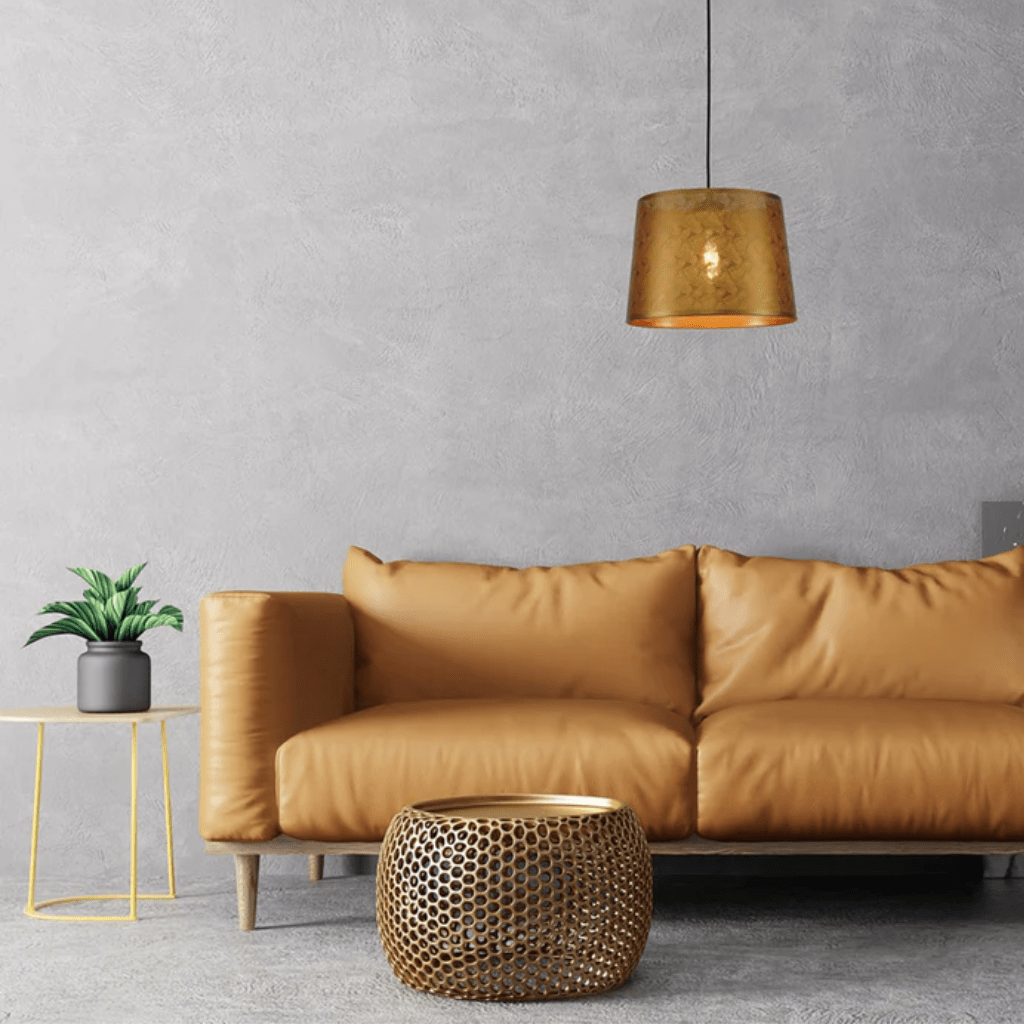 TKLD Pendant & Chandeliers Light Effects Gold Wavy Classic Shade Metal Frustum E27 Pendant Ceiling Light