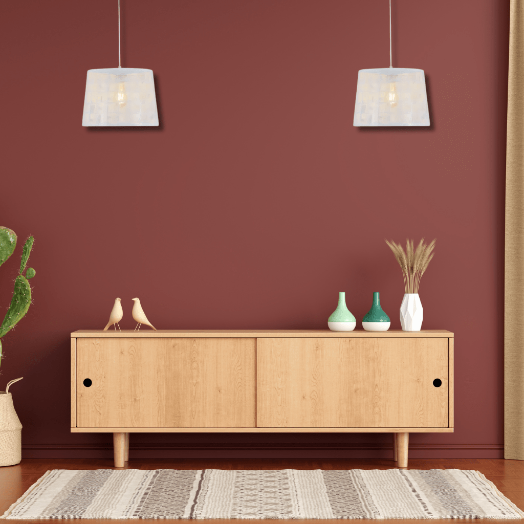 TKLD Pendant & Chandeliers Light Effects White Grunge Ridged Classic Shade Metal Frustum E27 Pendant Ceiling Light