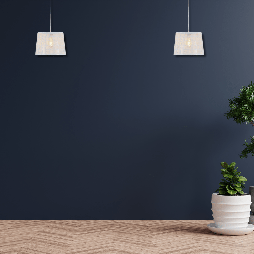 TKLD Pendant & Chandeliers Light Effects White Grunge Ridged Classic Shade Metal Frustum E27 Pendant Ceiling Light